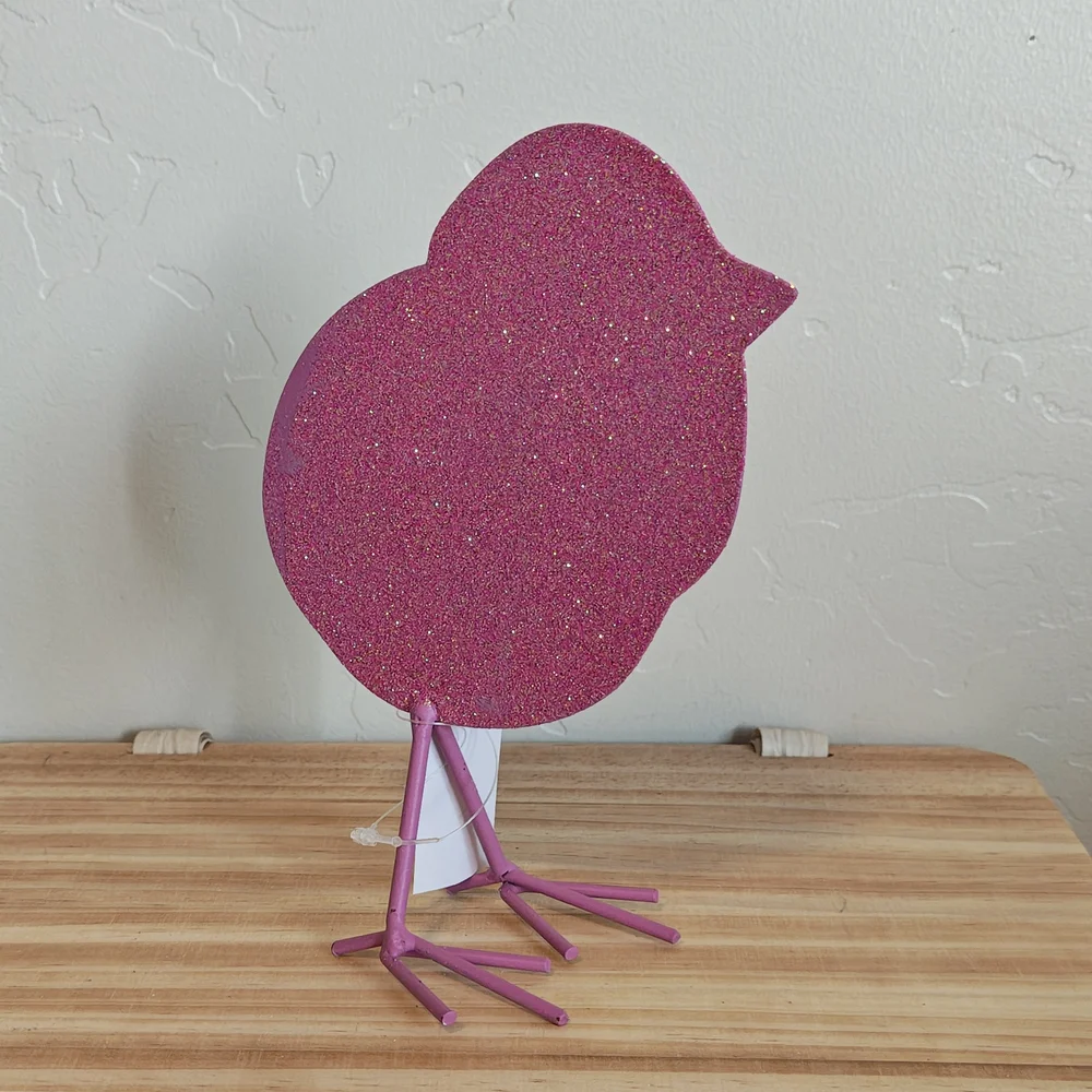 Pink Glitter Chick Bird Décor - Decorative Pet Bird Figurine